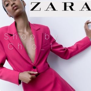 ZARA CROPPED BLAZER FUCHSIA COLOR bloggers favorite